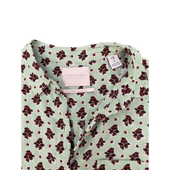 Scotch And Soda Sz XS Journee Au Soleil Green Floral Button-Down Blouse - Picture 2 of 10